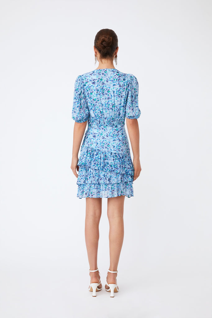 Clea - Short Printed Dress With Ruffles - Suncoo HK