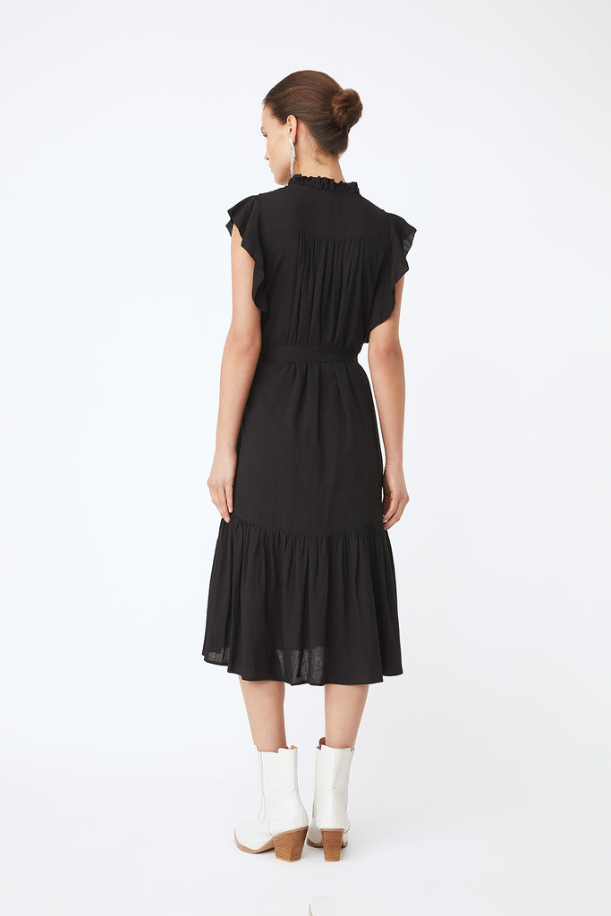 Cidji - Plain long dress with enbroidery details - Suncoo HK