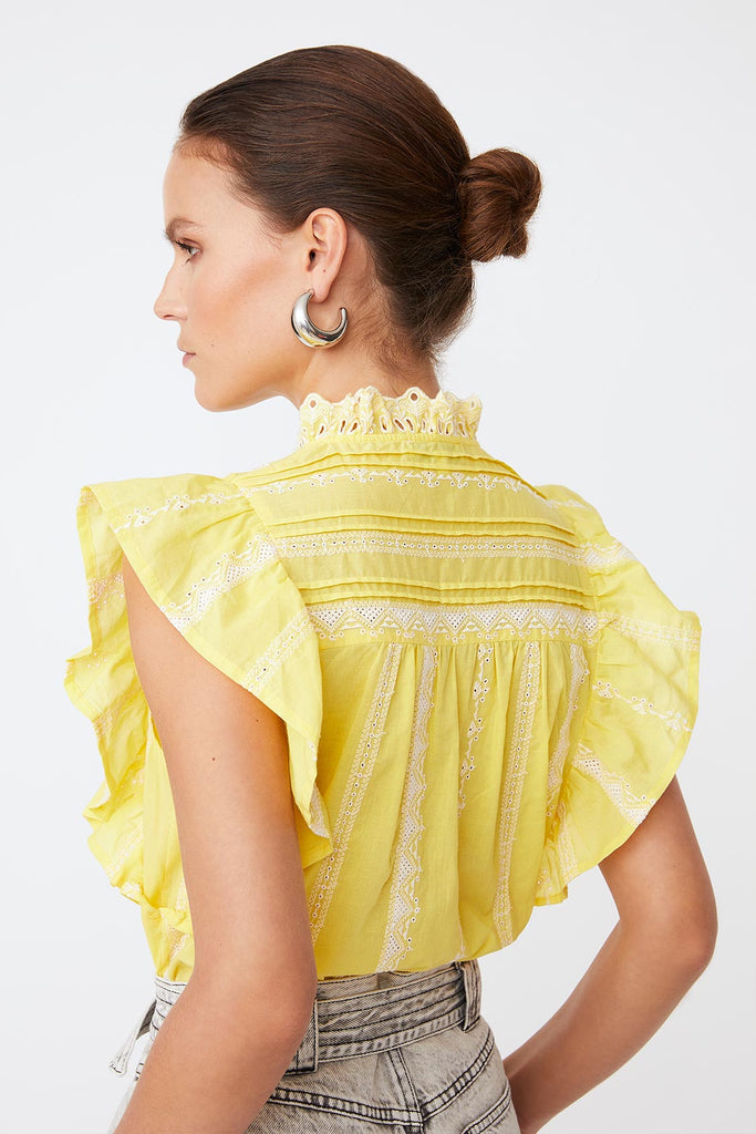 Louki - Embroidered blouse with ruffles - Suncoo HK