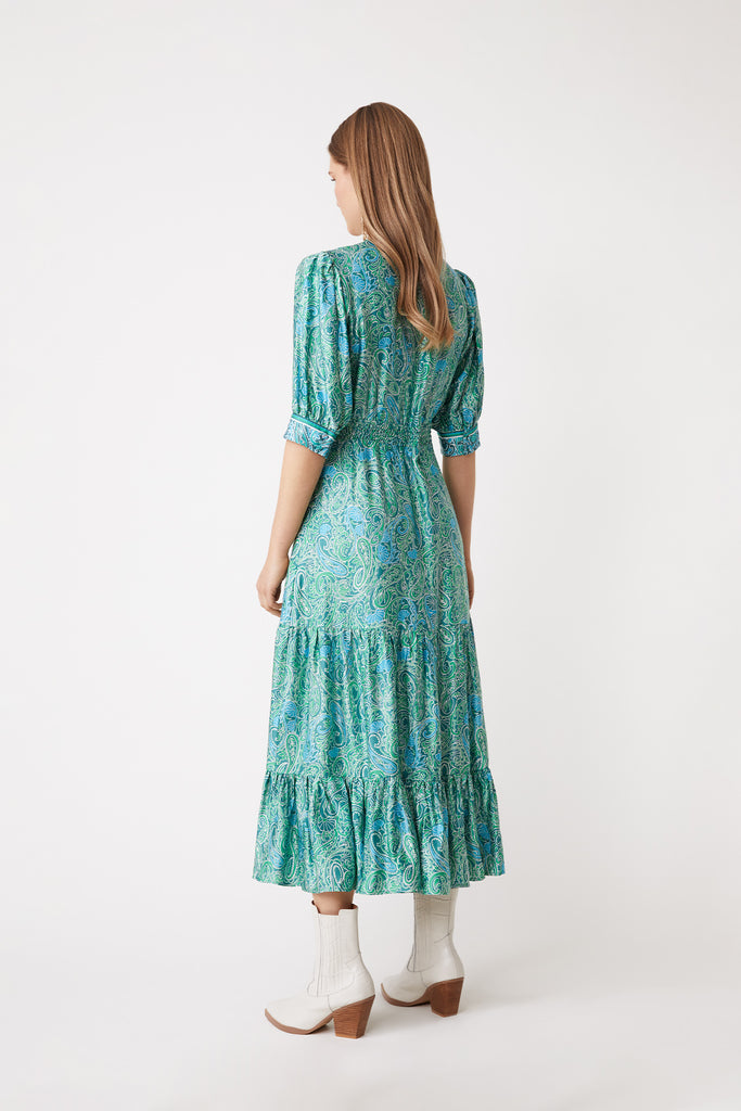 Carly - Long satin dress with floral print - Suncoo HK