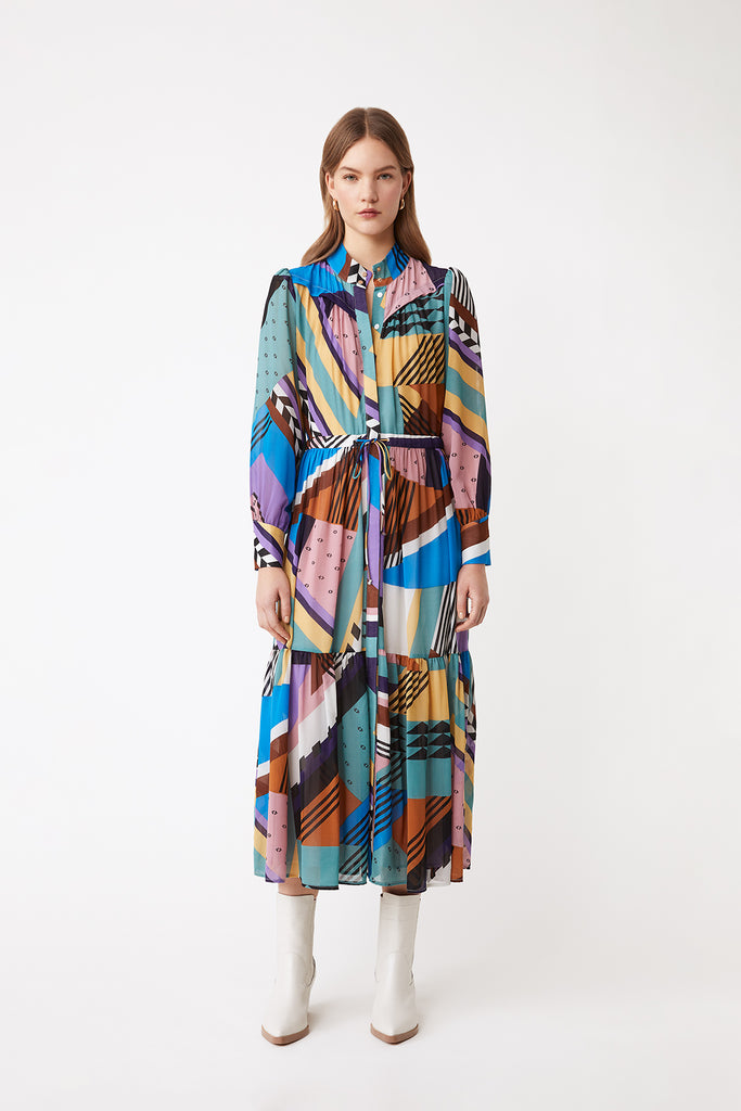 Cheryn - Graphic print long shirt dress - Suncoo HK