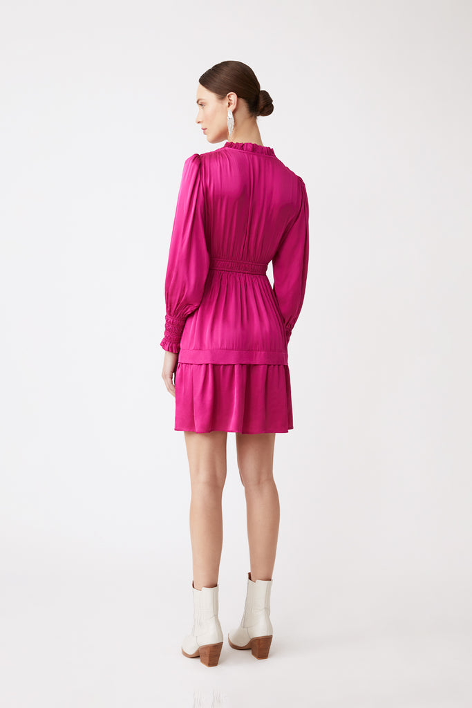 Cinda - Fluid short dress with ruffled details - Suncoo HK