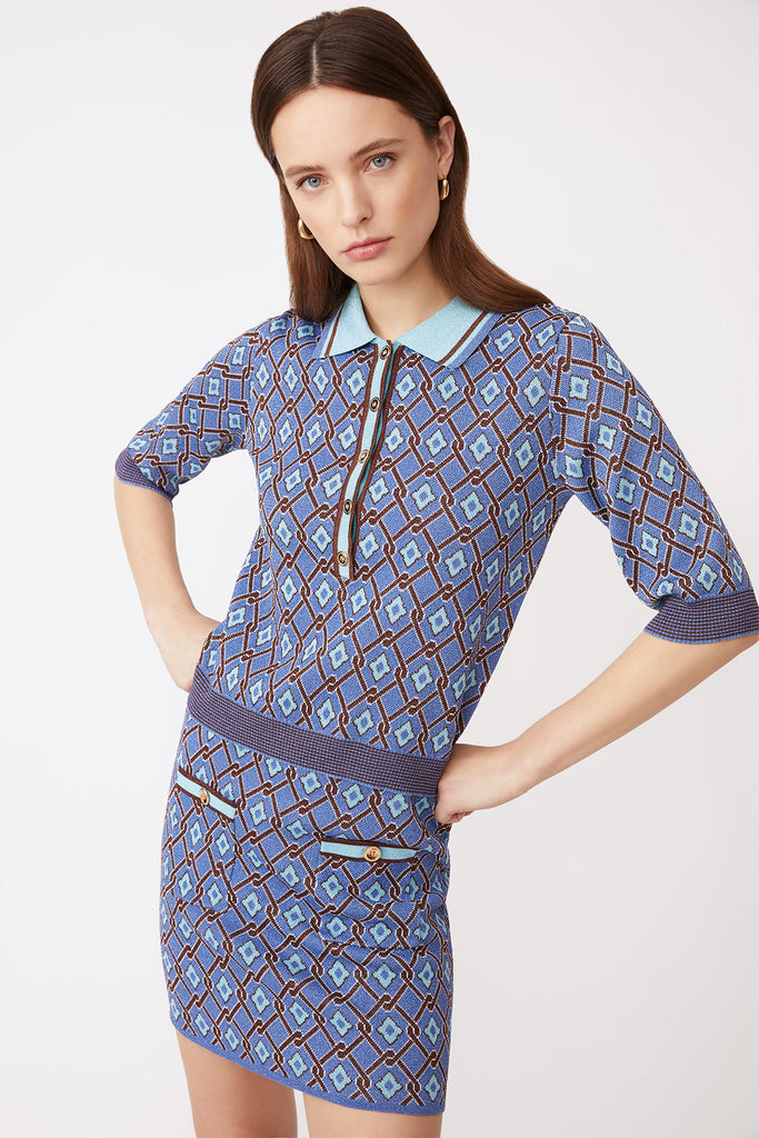 Fidji - Jacquard knit pattern short skirt - Suncoo HK