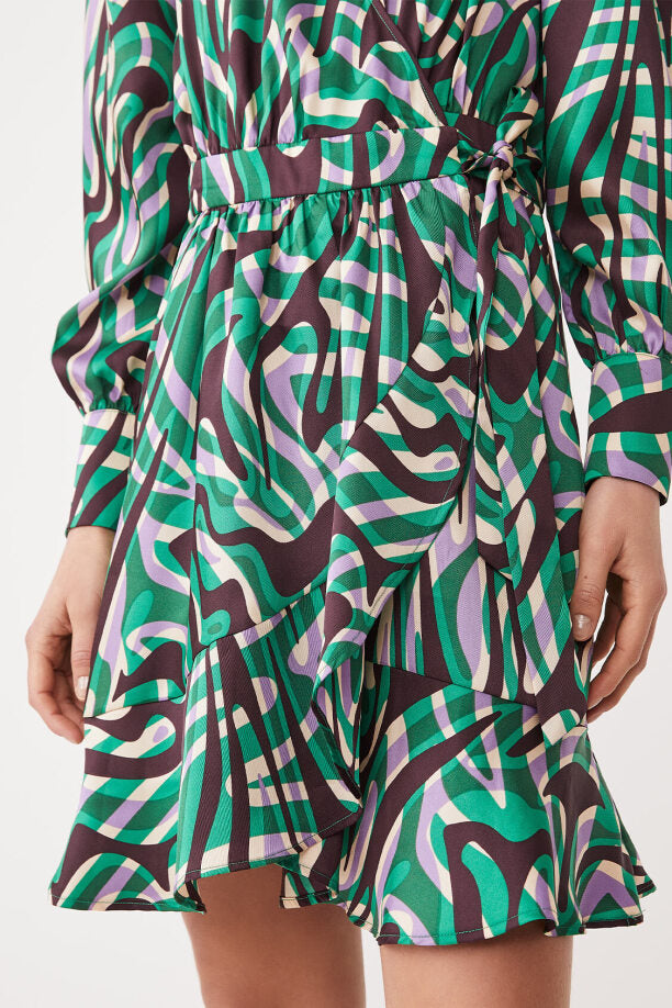 Celly - Arty print short wrap dress - Suncoo HK