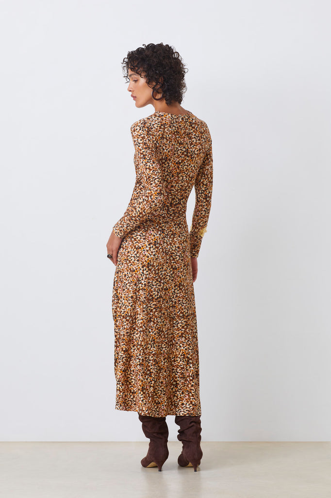 CESARIA - Camel print long dress - Suncoo HK