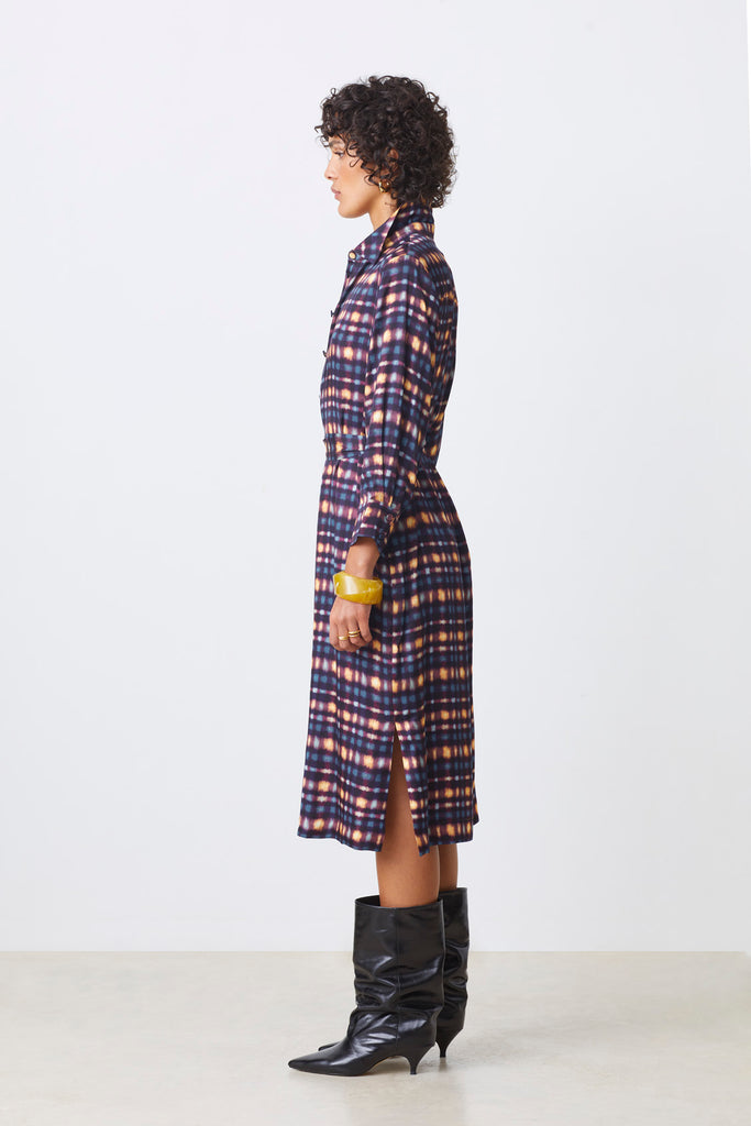 CECILY - Buttoned tartan-effect dress - Suncoo HK