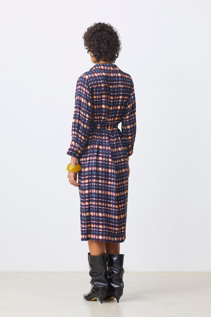 CECILY - Buttoned tartan-effect dress - Suncoo HK