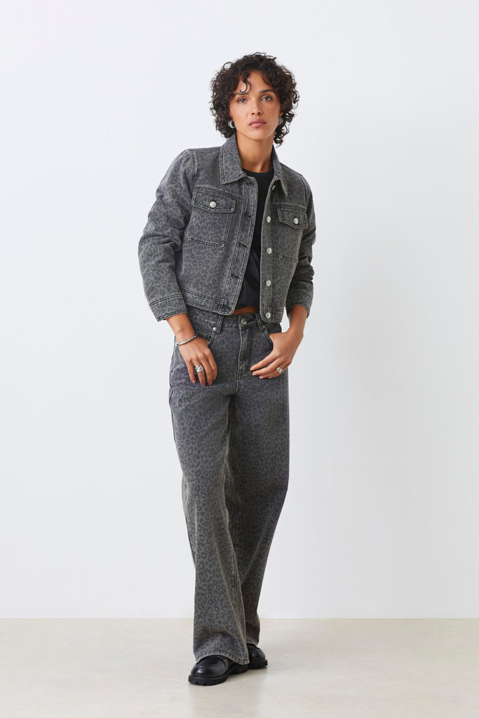 DJACK - Short leopard print denim jacket - Suncoo HK