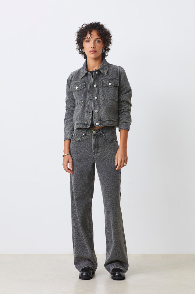 ROBIN - Leopard print carbon jeans - Suncoo HK