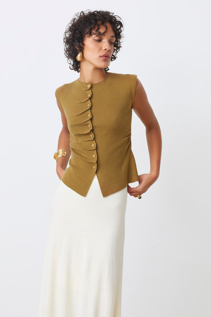 PAGNI - Thin sleeveless button jumper - Suncoo HK