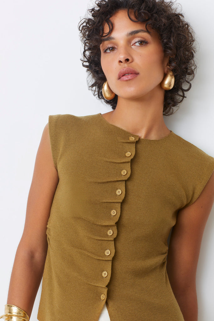 PAGNI - Thin sleeveless button jumper - Suncoo HK