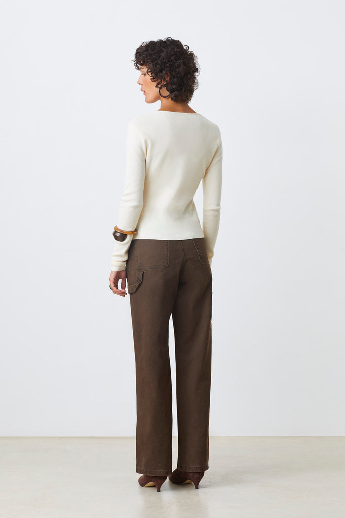 GAMIRA - White button-down pleated cardigan - Suncoo HK