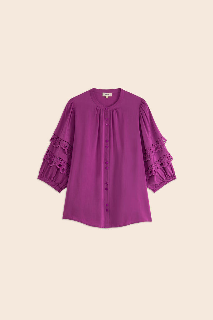 Lou - Embroidered buttoned fluid blouse - Suncoo HK