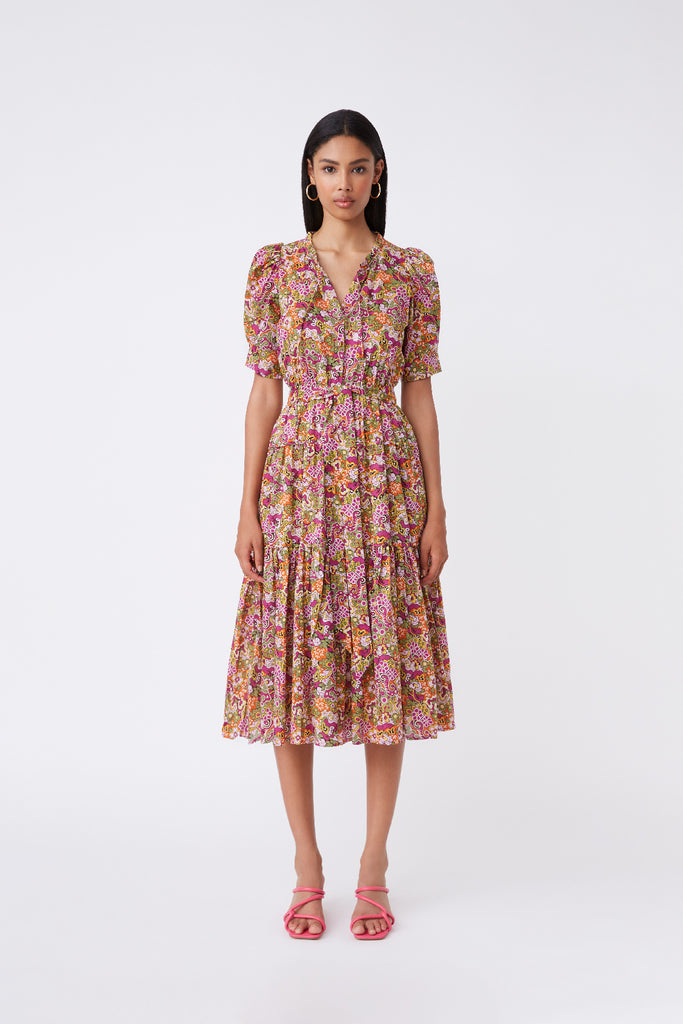 Canelle - Printed maxi dress with belt - Suncoo HK