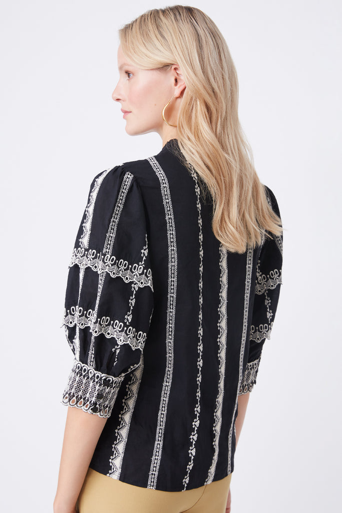 Loa - Two-tone embroidered blouse - Suncoo HK