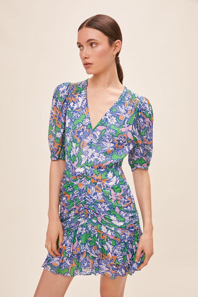 Clarine - Floral print short dress - Suncoo HK