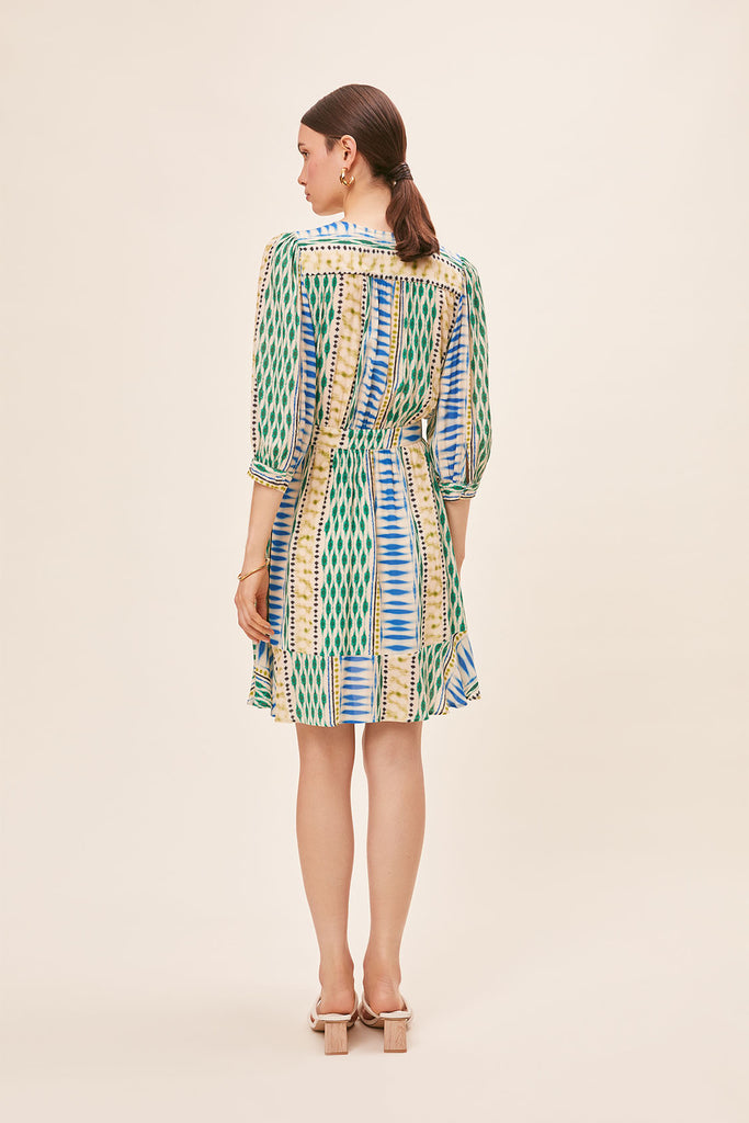 Carol - Geo ethnic print short wrap dress - Suncoo HK