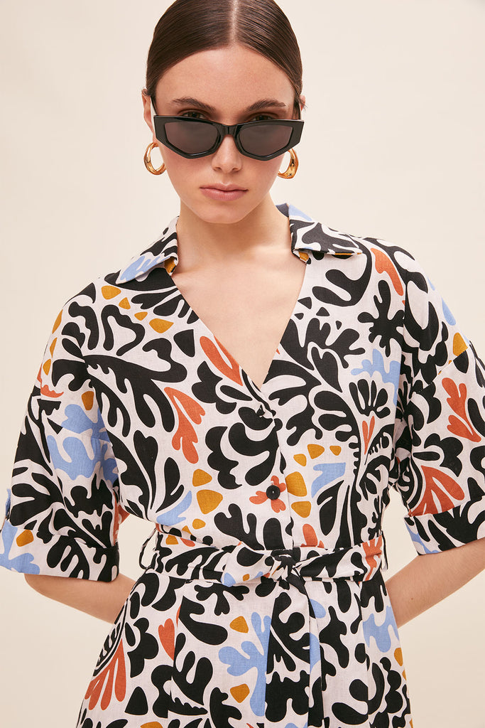 Carina - Long printed shirt dress - Suncoo HK