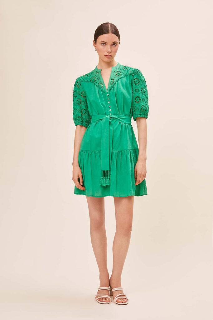 Camy - Belted embroidered short dress - Suncoo HK