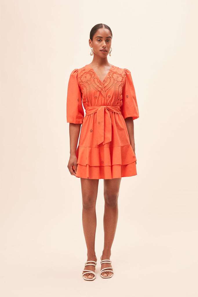Cliff - Embroidered wrap short dress - Suncoo HK