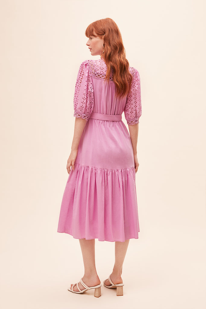 Carla - Belted embroidered long dress - Suncoo HK