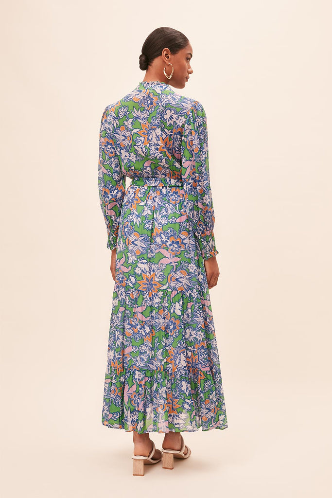 Cosmos - Floral print long belted dress - Suncoo HK