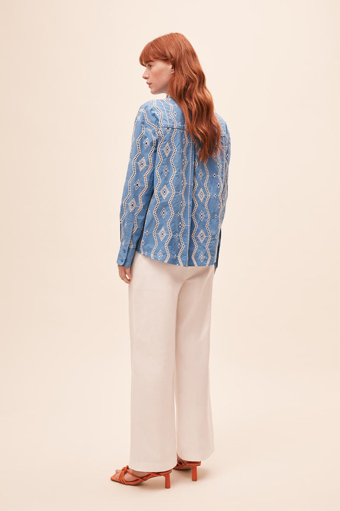 Lydia - Two-tone embroidered shirt - Suncoo HK