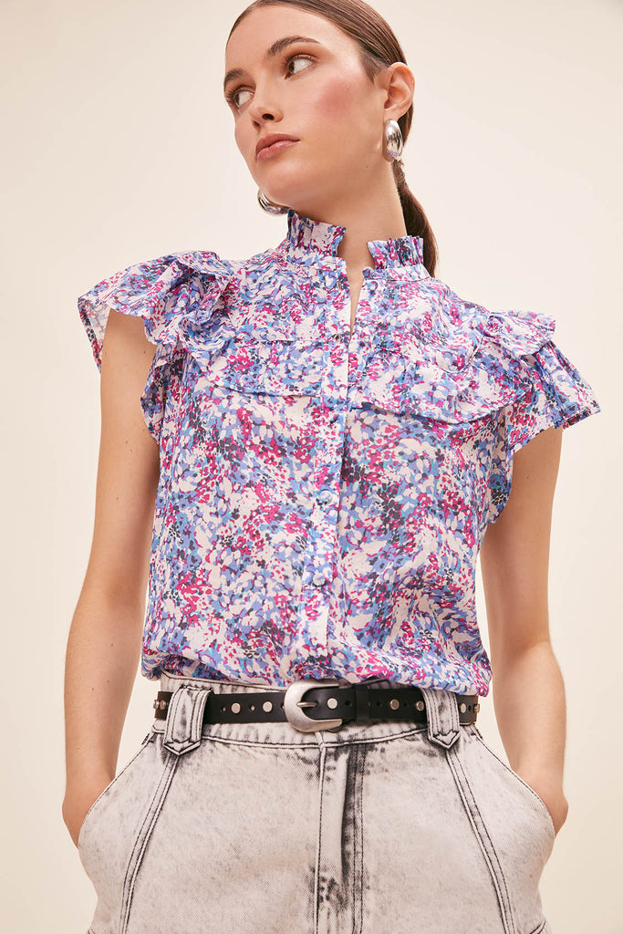 Laura - Floral print cotton blouse - Suncoo HK