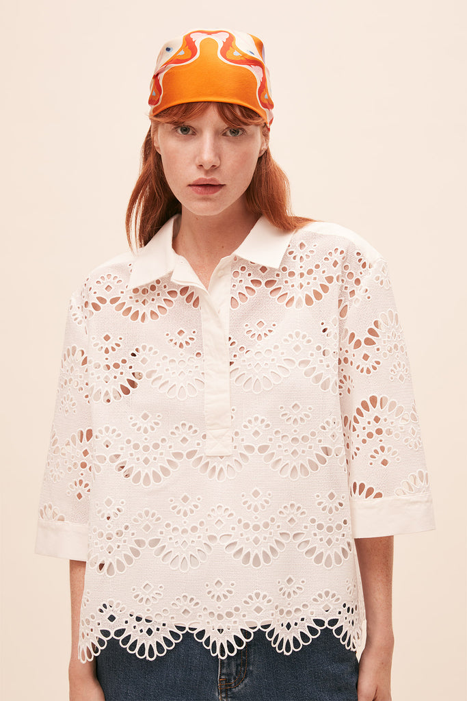 Lea - Embroidered guipure blouse - Suncoo HK