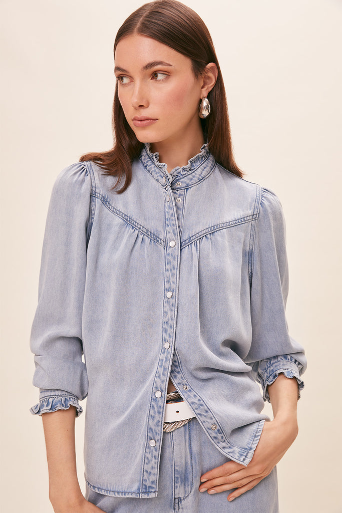 Lorena - Fluid denim blouse - Suncoo HK