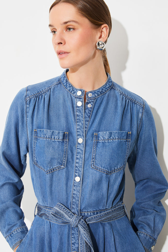 CONNY - Buttoned Midi Denim Dress - Suncoo HK