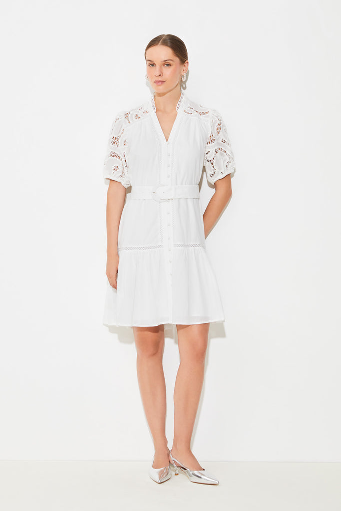CATLEYA - Belted Dress With Guipure Detail - Suncoo HK