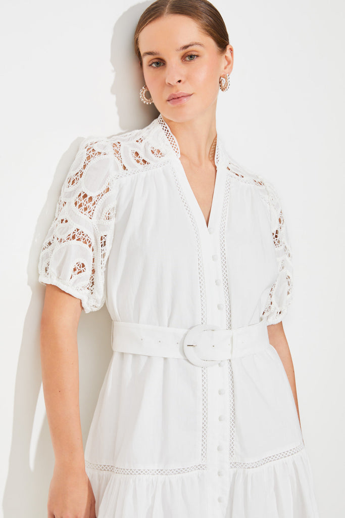 CATLEYA - Belted Dress With Guipure Detail - Suncoo HK