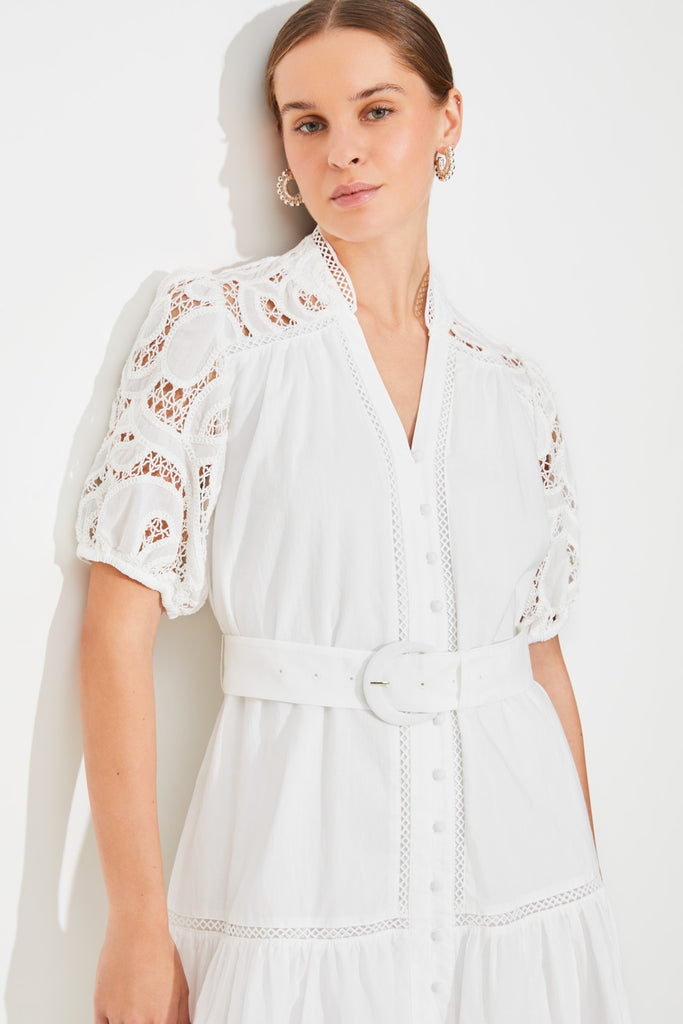 CATLEYA - Belted Dress With Guipure Detail - Suncoo HK