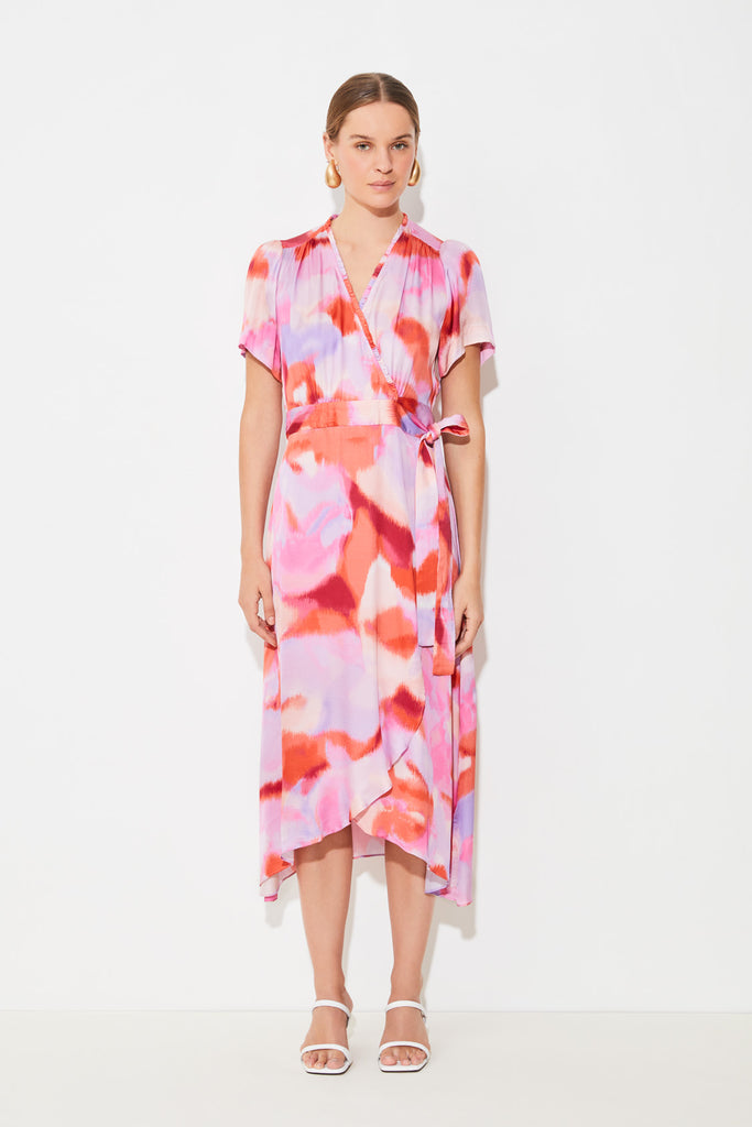 CLELIE - Fuchsia Print Wrap Dress - Suncoo HK
