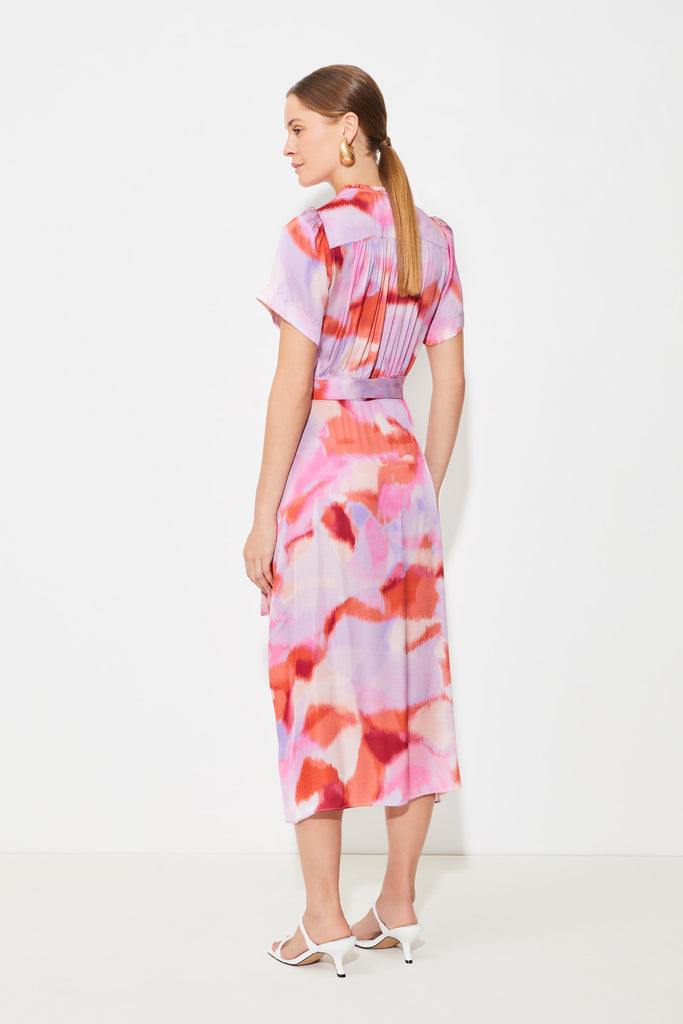 CLELIE - Fuchsia Print Wrap Dress - Suncoo HK