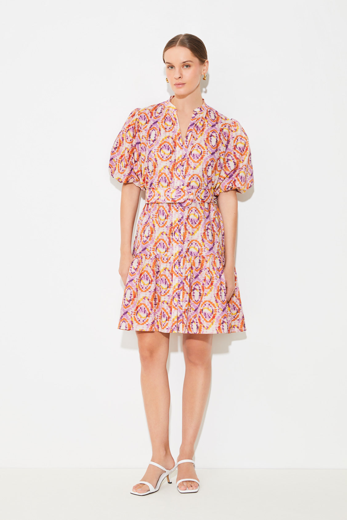 CHADIA - Belted Geranium Sun Print Dress | Suncoo HK