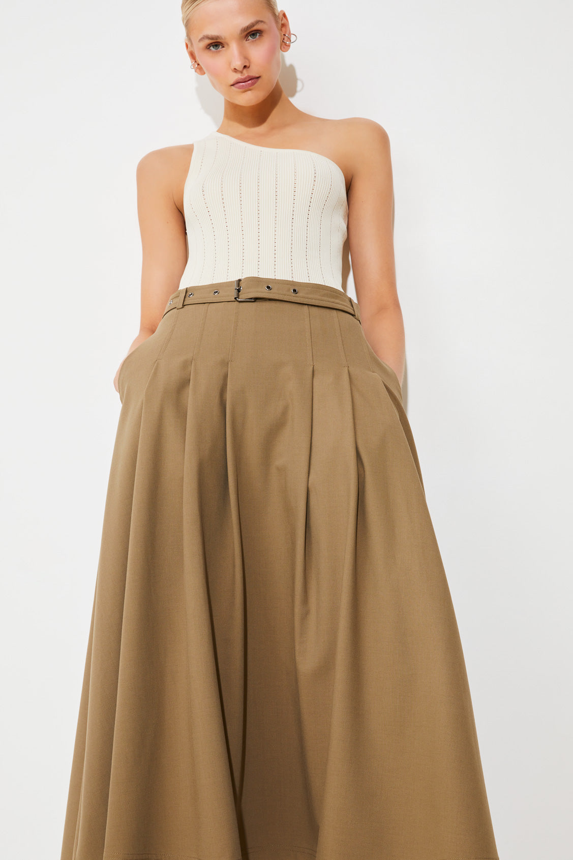【BAON】Sherden pleats midi skirt Leandra Pleated Midi Skirt - Adorn Boutique