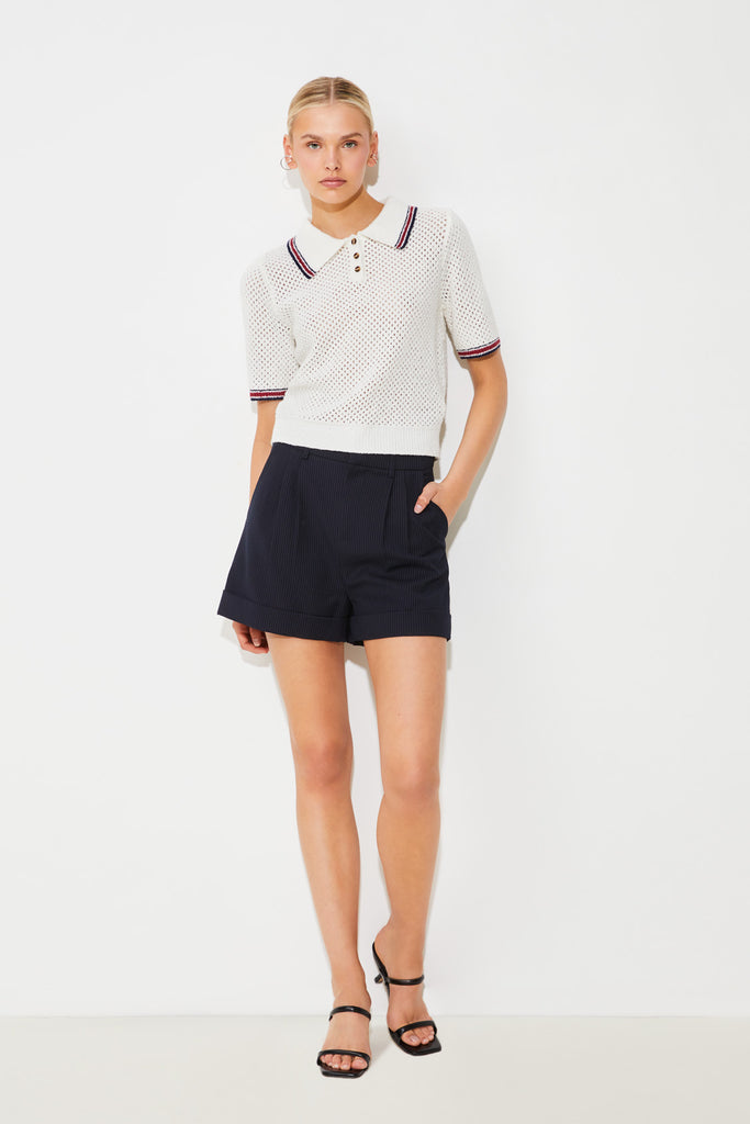 PERIGUE - Cropped Openwork Polo Jumper - Suncoo HK