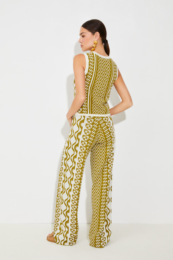 GABLESI - Sleeveless Khaki And White Jacquard Cardigan - Suncoo HK