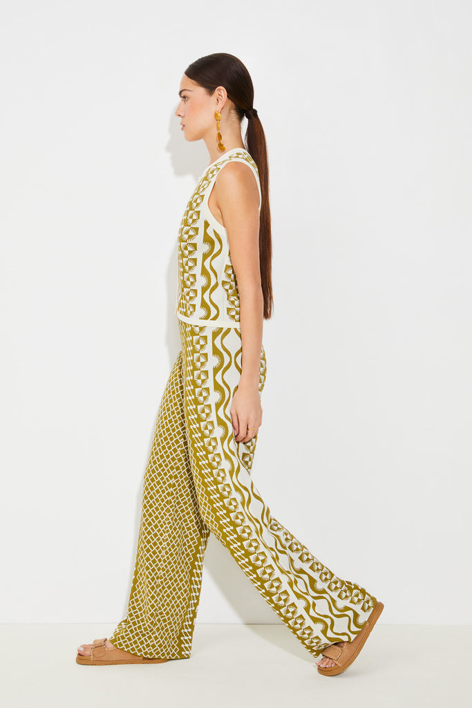 JONAS - Khaki And White Jacquard Pants - Suncoo HK