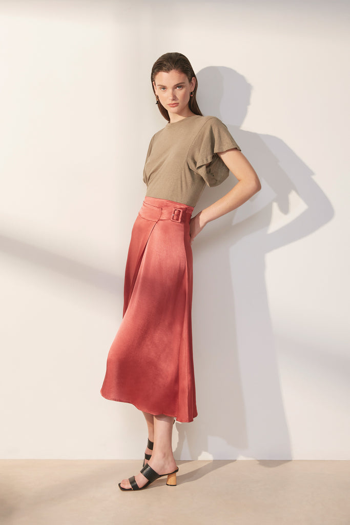 Flora - Satin Fluid Wrap Skirt - Suncoo HK