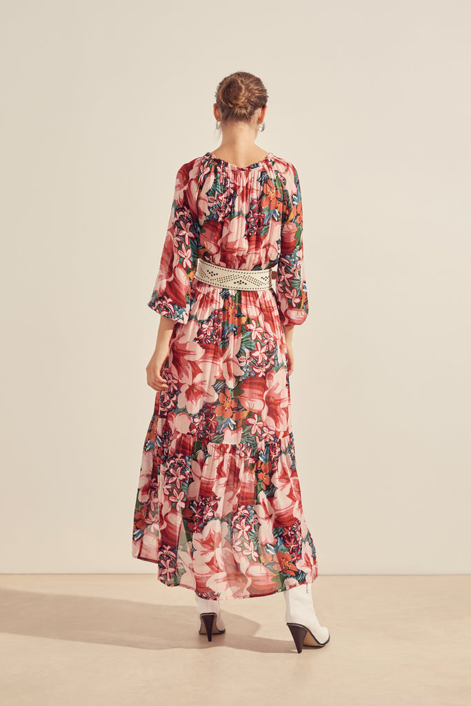 Clancy - Tropical Floral Print Bohemian Long Dress - Suncoo HK