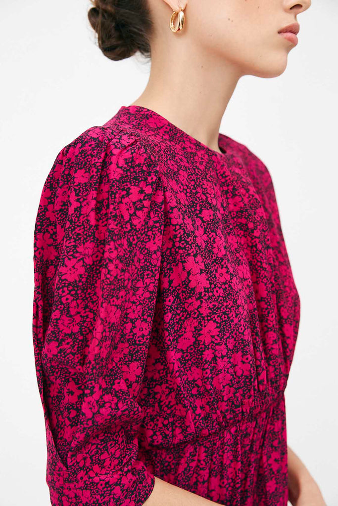 Cidra - Two-Tone Floral Print Short Dress - Suncoo HK