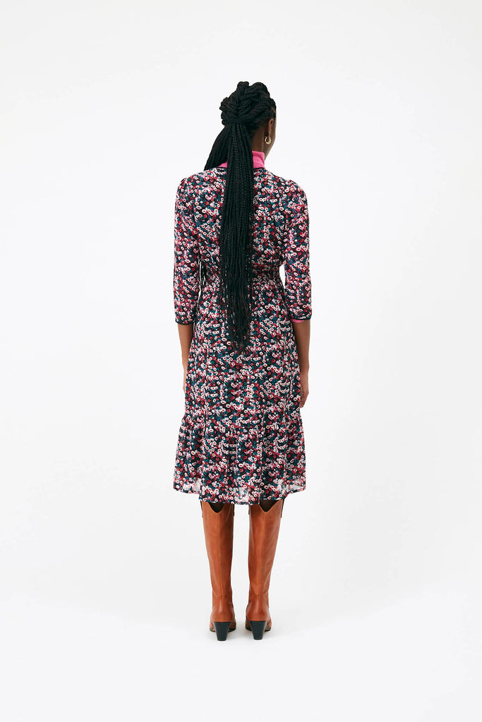 Clotilde -  Floral Print Buttoned Midi Dress - Suncoo HK