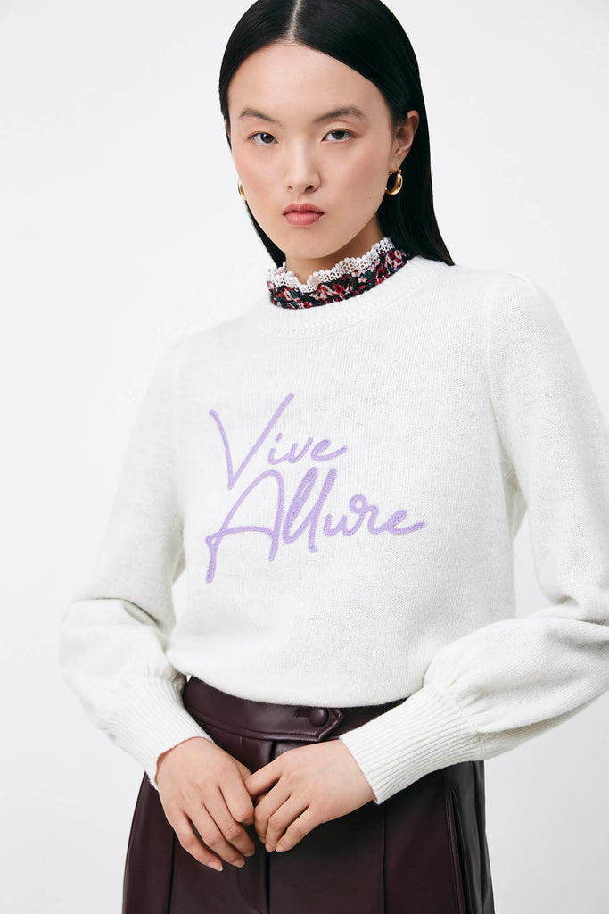 Percy -  White Wool Jumper With Message - Suncoo HK