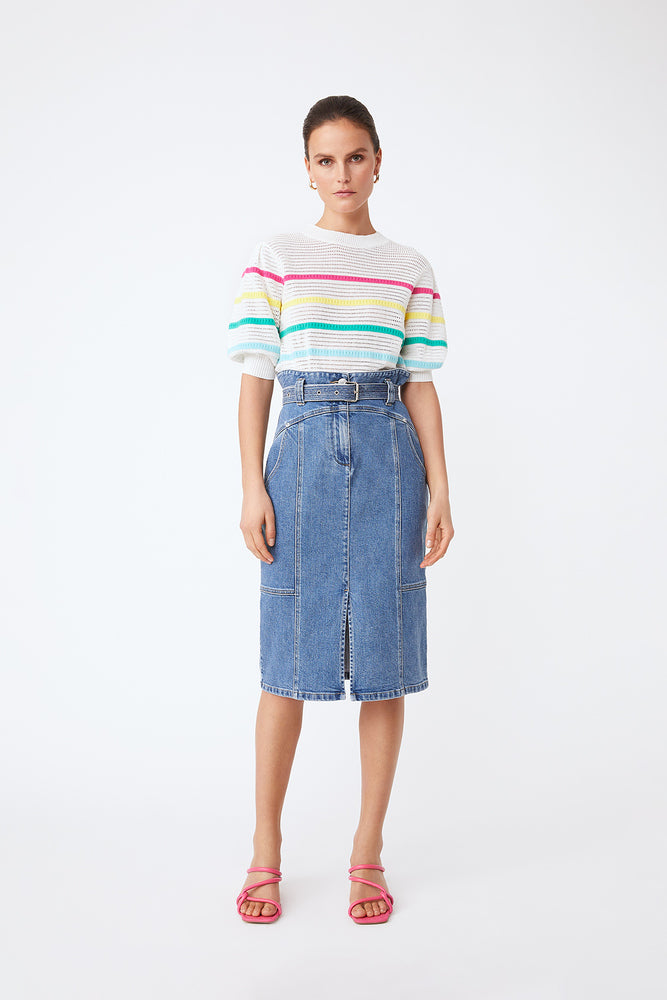 Pridy - Striped Jumper With Openwork Details - Suncoo HK