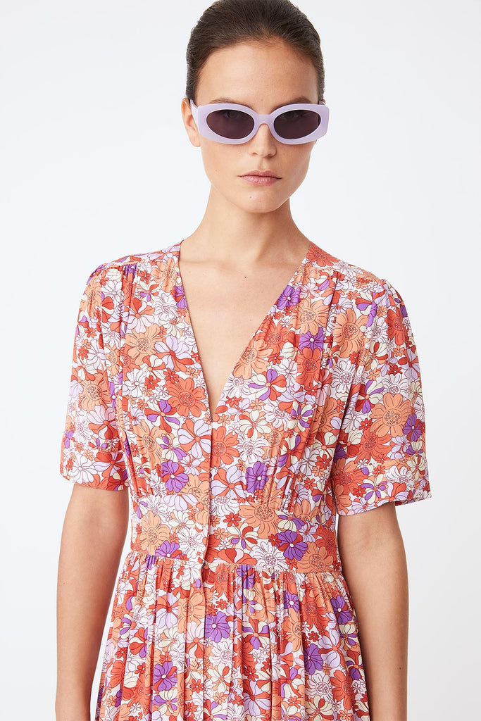 Casey - Floral print midi buttoned dress - Suncoo HK