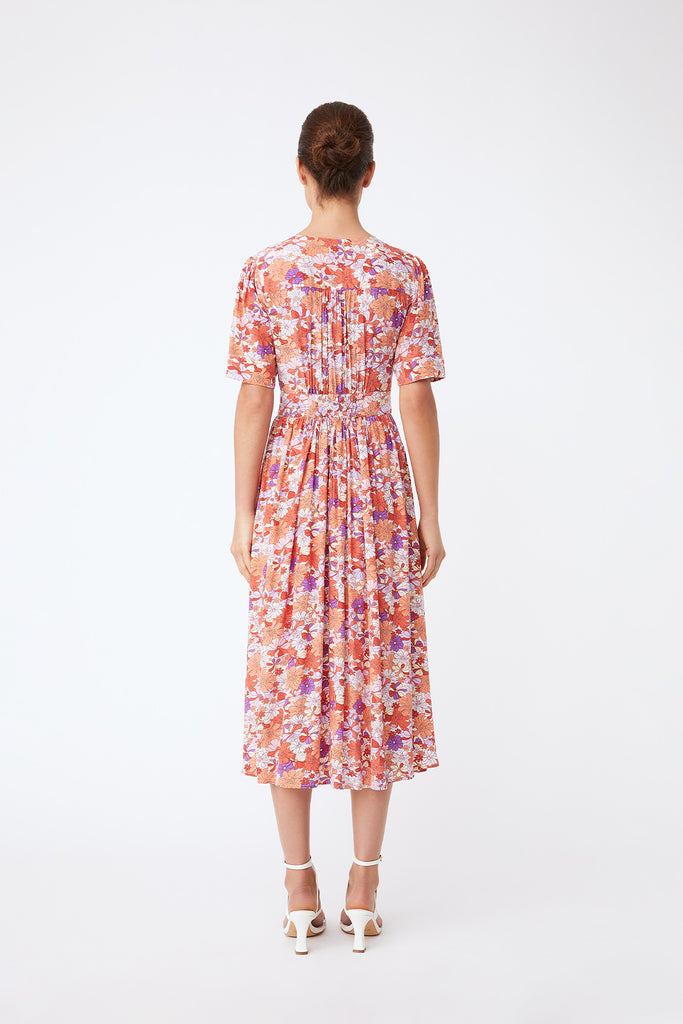 Casey - Floral print midi buttoned dress - Suncoo HK
