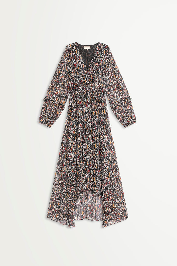 Carmina - Rain Printed Long Dress With Lurex Details - Suncoo HK